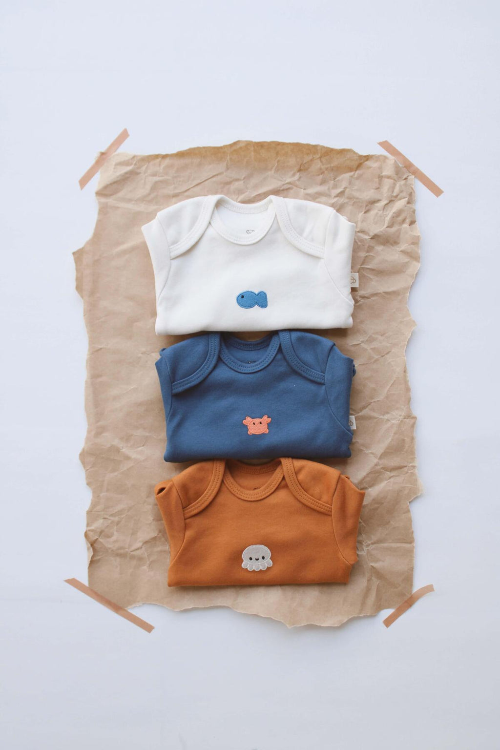 Baby Long Sleeve Bodysuit – 3 Pack (OCTOPUS – FISH – CRAB)