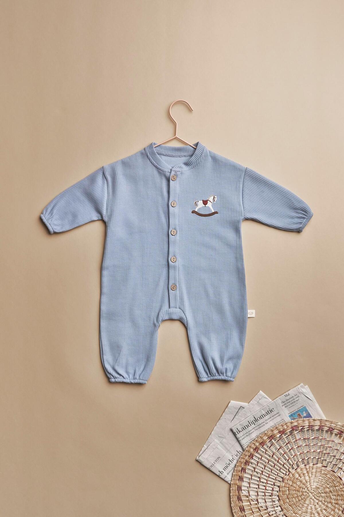 Baby Cotton Romper (Blue)