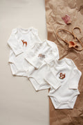 Baby Long Sleeve Bodysuit – 3 Pack (SQUIRREL – GAZELLE – LEAF)