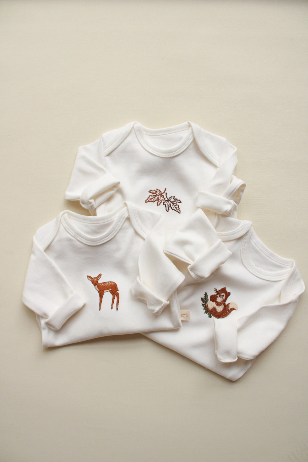 Baby Long Sleeve Bodysuit – 3 Pack (SQUIRREL – GAZELLE – LEAF)