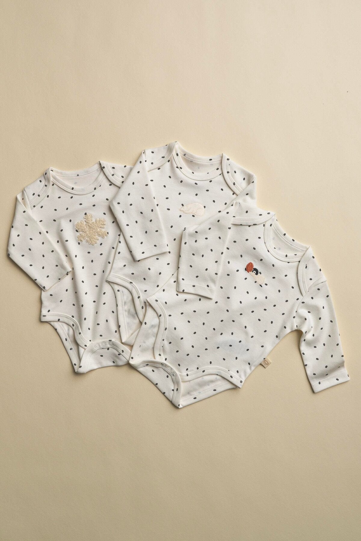 Baby Long Sleeve Bodysuit – 3 Pack (PENGUIN – SNOWFLAKE – POLAR BEAR)