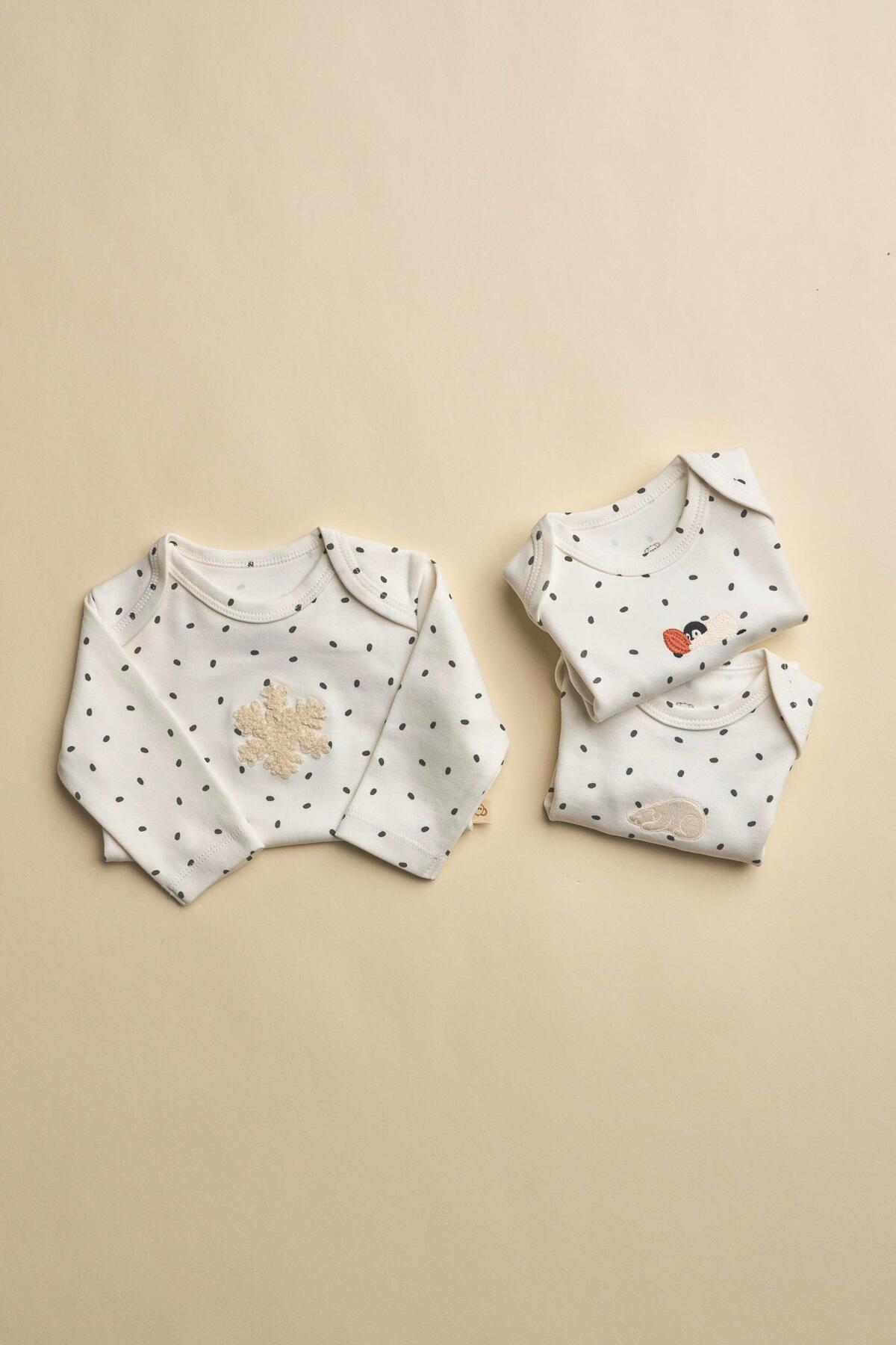 Baby Long Sleeve Bodysuit – 3 Pack (PENGUIN – SNOWFLAKE – POLAR BEAR)